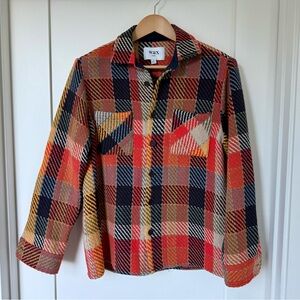 Wax London Whiting overshirt — orange Pike check — Size M